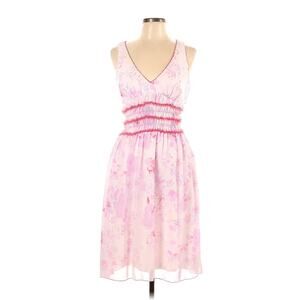 Vintage Designer ABS Allen Schwartz Floral Pink Summer Dress Cottage Y2K Sz 10